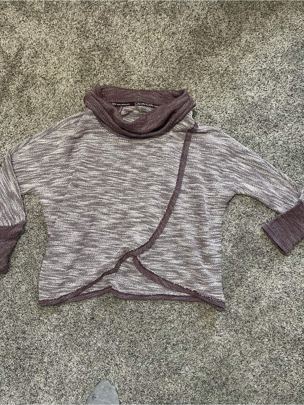 Calvin Klein Marled Purple Cowl Neck Knit Sweater